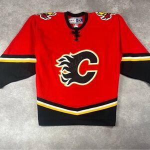 [228] Calgary Flames Vintage Jersey Signed Red NHL CCM XL SIZE